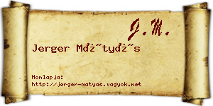 Jerger Mátyás névjegykártya